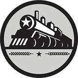 Steam Train Locomotive Star Circle Retro