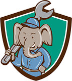 Elephant Mechanic Spanner Shoulder Crest Cartoon