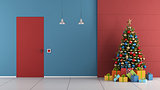 Red and blue Christmas room