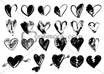 Hand drawn grunge hearts
