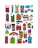 European city icons, sketch for your design