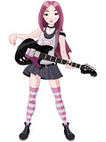 Rock Star Girl Playing Guitar