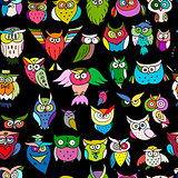 Funny owls, seamless pattern for your design