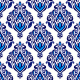 Luxury Damask floral seamless pattern blue
