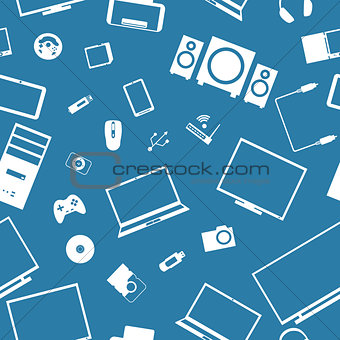 Seamless background from digital devices, vector illustration.