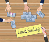 crowdfunding concept with people hand give cash money on top of the table vector graphic