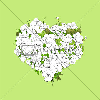 Floral white heart