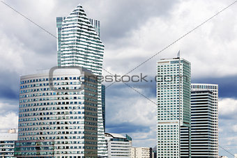 Modern skyscrapers in business district in Warsaw