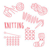 Knitting Related Object Set With Text