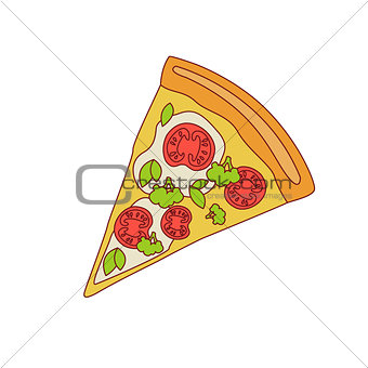 Pizza Slice With Tomato And Broccoli