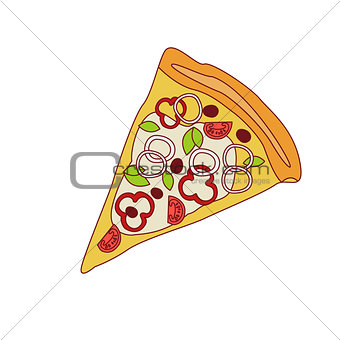 Pizza Slice With Sweet Pepper And Onion