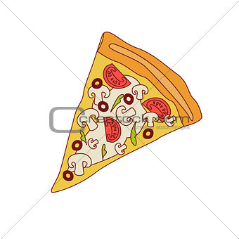 Pizza Slice With Mushrooms And Tomato