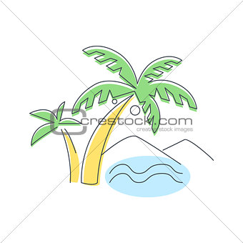 Beach, Mountain And Palm Trees