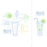 Mojito Cocktail Recipe Hand Drawn Illustration
