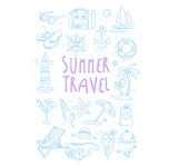 Summer Travel Related Object Set With Text