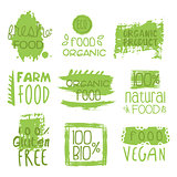 Farm Vegan Food Green Set Of Label