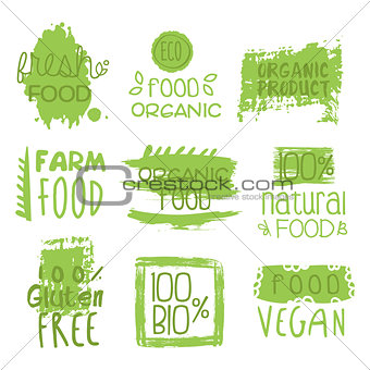 Farm Vegan Food Green Set Of Label