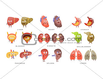 Healthy vs Sick Human Organs Infographic Illustration