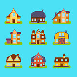 Suburban Real Estate Houses Set