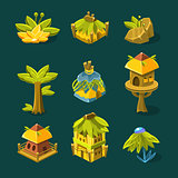 Video Game Tropical Forest Design Collection Of Elements