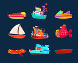 Water Transport Toy Icon Collection