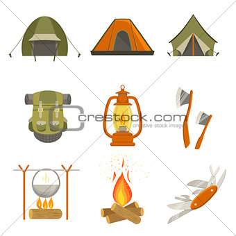Camping Related Objects Set