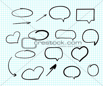 Hand-drawn doodle scribble web design elements
