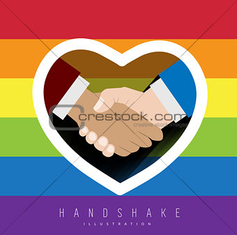 Handshake with rainbow colors for gay pride