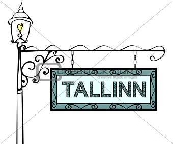 Tallinn retro vintage pointer lamppost.