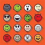 Halloween vector emoticon icon set collection