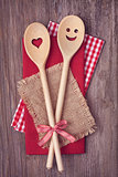 Two wooden cooking spoons
