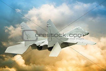 modern fighter sky with shallow depth of field