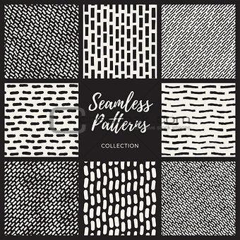 Vector Seamless Hand Drawn Lines Patterns Collection
