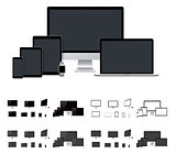 Vector realistic laptop, desktop computer, mobile, tablet, smartwatch templates