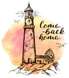 Background with lighthouse