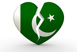 Broken white heart shape with Pakistan flag