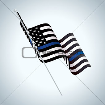 Symbolic Police Support American Flag Illustration