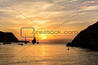 Ibiza island soft and quiet sunset