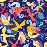 Floral pattern with birds 