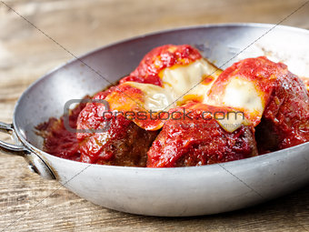traditional classic italian meatball in tomato sauce
