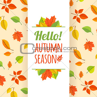 Fall leaves pattern and text.