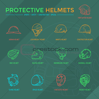 Protective Helmets Icons