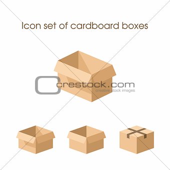 Icon set of cardboard boxes