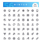 Winter Line Icons Set