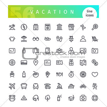 Vacation Line Icons Set