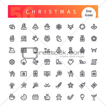 Christmas Line Icons Set