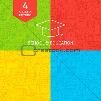 Line School and Education Tile Patterns