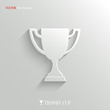 Trophy cup icon - vector white app button