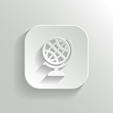Globe icon - vector white app button