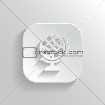 Globe icon - vector white app button